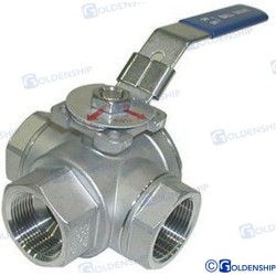 VALVULA 3 VIAS INOX 1/2