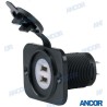 BASE 12VDC 2 USB CARGADOR 5V 2.1A C/LUZ