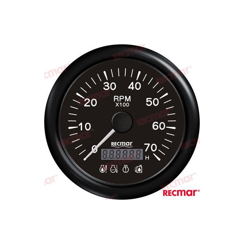 CUENTAVUELTAS C/4 LED ALARMA 0/7000RPM N