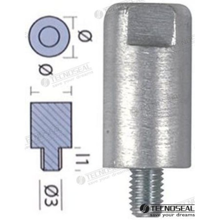 ANODO YANMAR BARRA MOTOR ZINC Ø 20MM